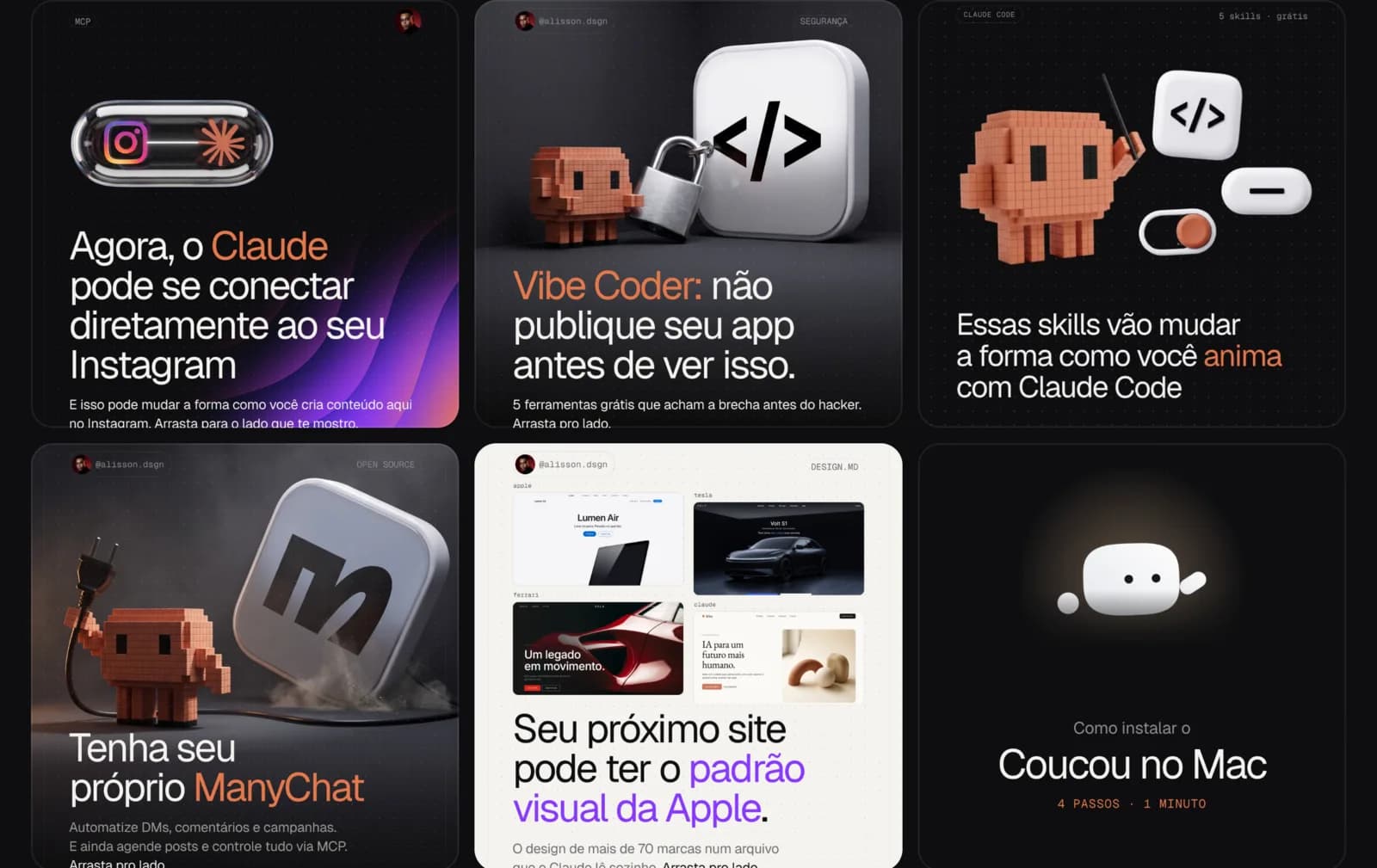 Os 6 posts que saíram por esse sistema.
